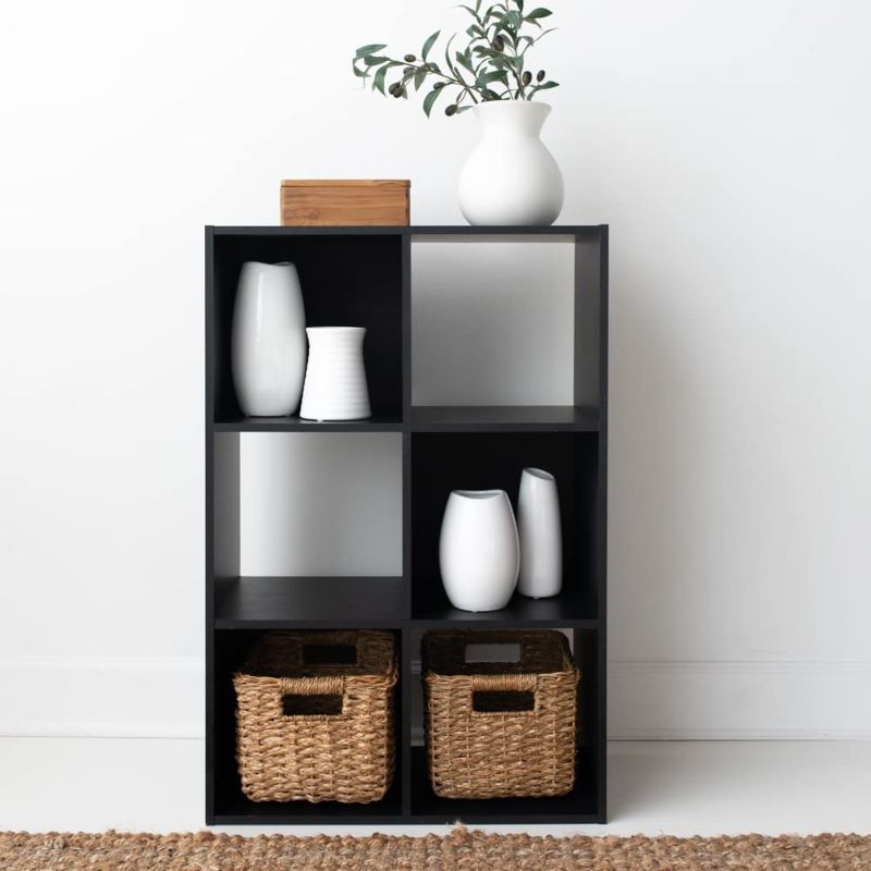 Photo 1 of Signature Design by Ashley Langdrew Contemporary 6 Cube Storage Organizer or Bookcase, Black
