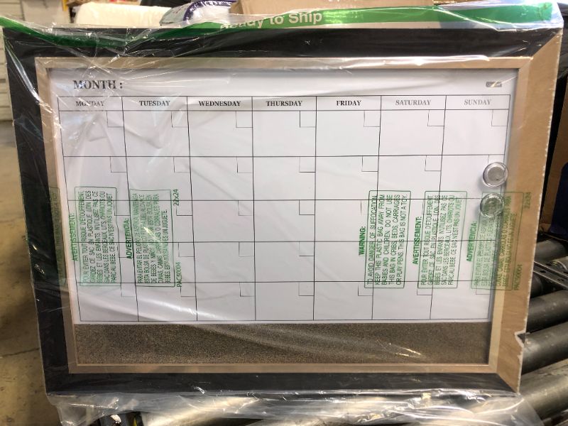 Photo 2 of Quartet Combination Magnetic Whiteboard Calendar & Corkboard, 17" x 23" Combo Dry Erase White Board & Cork Bulletin Board, Perfect for Office, Home School Message Board, Black Frame (79275)  *** ITEM HAS SCRATCHING ON THE FRAME ***
