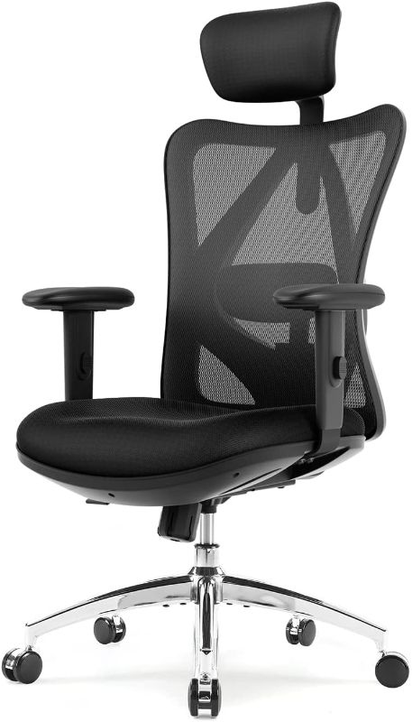 Photo 1 of Ergonomic Office Chair, Adjustable Headrest with 2D Armrest, Lumbar Support and PU Wheels, Swivel Computer Task Chair for Office, Tilt Function Computer Chair
