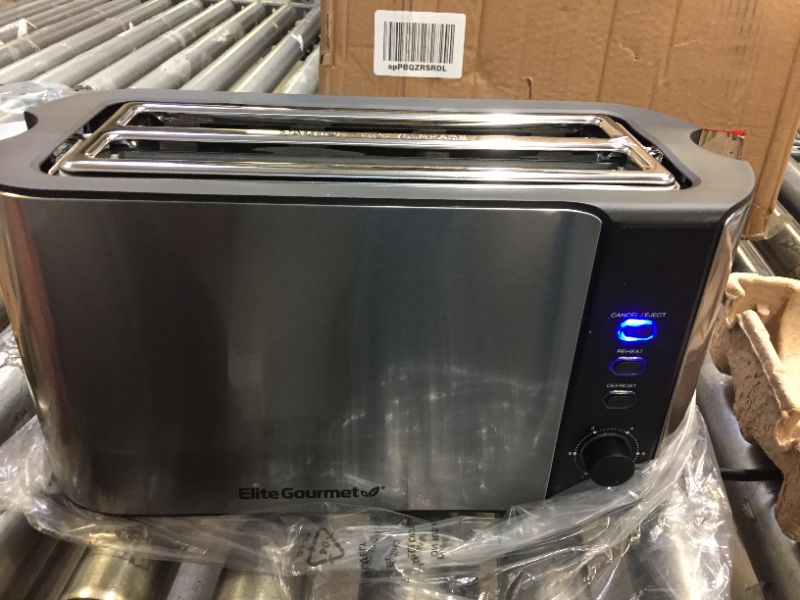 Photo 2 of Elite Gourmet ECT-3100 Long Slot 4 Slice Toaster, Reheat, 6 Toast Settings, Defrost, Cancel Functions, Built-in Warming Rack, Extra Wide Slots for Bagels & Waffles, Stainless Steel & Black
