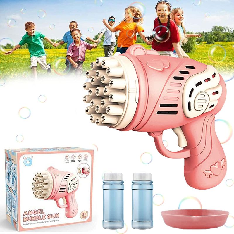 Photo 1 of 23 Hole Bubble Machine for Kids, 2022 New Toy Gift Bubble Gun,Handheld Bubble Maker for Kids,Bubble Blower Machine Toys,Boys Girls Outdoor Indoor Toys Summer Beach Toys (C)  Pink 
 