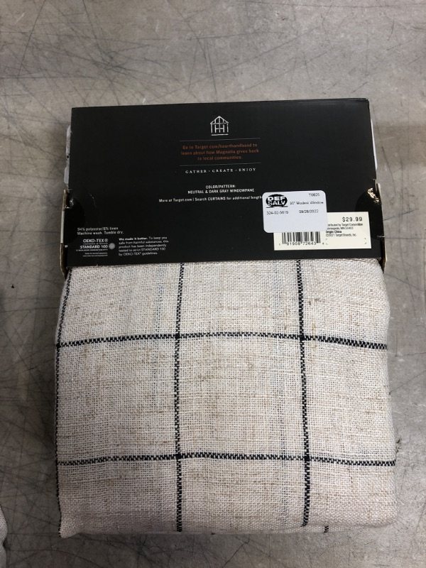 Photo 2 of 95" Modest Windowpane Plaid Curtain Panel Railroad Gray - Hearth & Hand with Mag