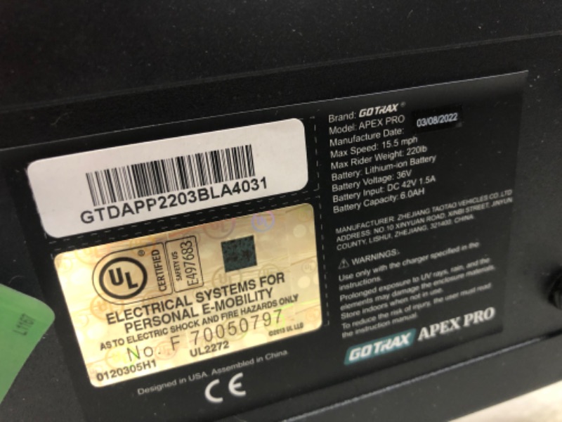 Photo 1 of GoTrax Apex PRO Commuting Electric Scooter - Black