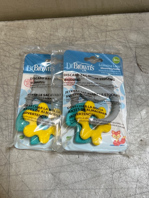 Photo 2 of 2 count-Dr. Brown’s Learning Loop Silicone Ring Teethers-Fox (3m-24m)
