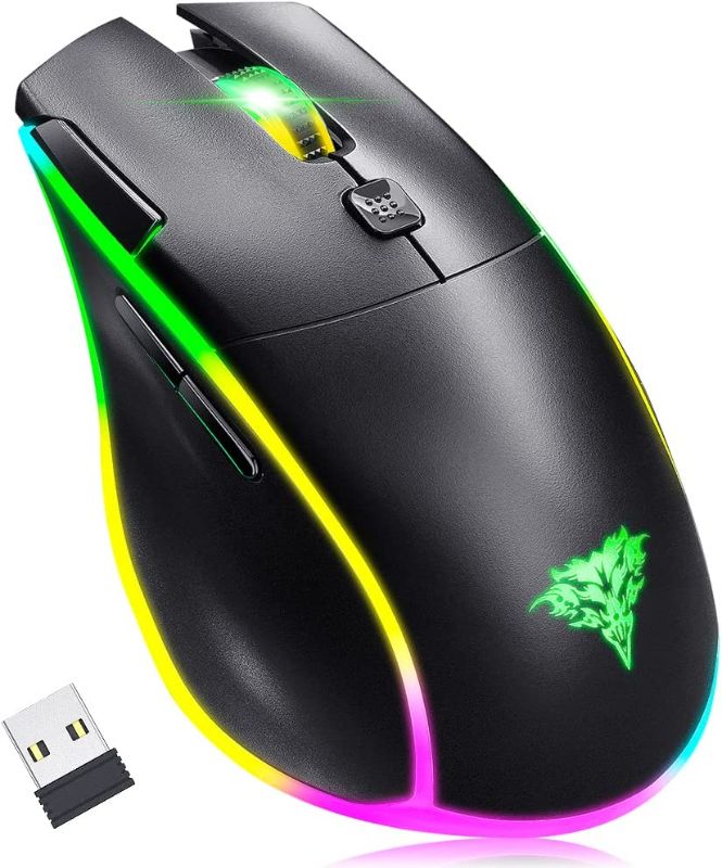 Photo 1 of BENGOO KM-2 Wireless Gaming Mouse, Computer Mouse USB Wireless Mouse with 7 Programmed Buttons 3 Adjustable DPI RGB Backlits Rapid Fire Button, Ergonomic Optical Gamer Mice for Windows PC Mac
