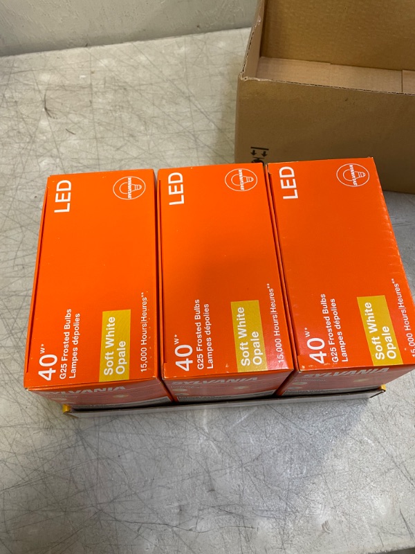 Photo 1 of SYLVANIA LED TruWave Natural Series Globe G25 Light Bulb, 40W Equivalent, Efficient 4.5W, 350 Lumens, Dimmable, Frosted, 2700K, Soft White - 6 Pack (40887)