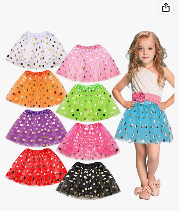 Photo 1 of 3 PACK Tutu Skirts for Toddler Girls Rainbow Ballet Tutu Dress up Polka Dot Tutu 3 Layer Multicolor Dance Skirt for 2 to 5 Years Old Toddler Girls Halloween Birthday Party Costume COLORS ARE PINK, RED, GREEN. 