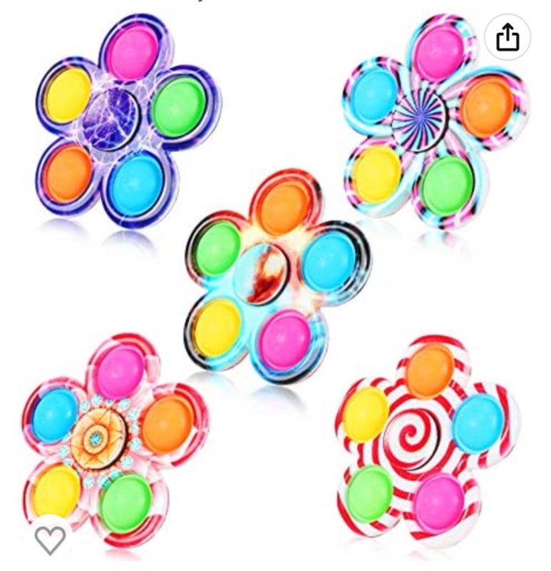 Photo 1 of FIGROL 5 Pack Pop Fidget Spinner, Push Pop Bubble Fidget Spinner, Simple Sensory Fidget Hand Spinner - Stress Reduction and Anxiety Relief for Children