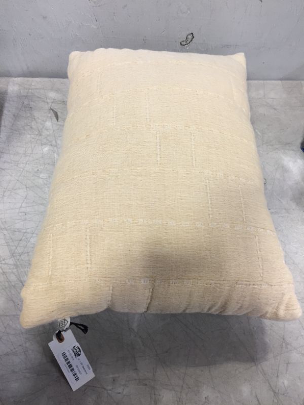 Photo 2 of 14" x 20" Heathered Off-Set Stripe Lumbar Bed Pillow Gold - Hearth & Hand™ with Magnolia

