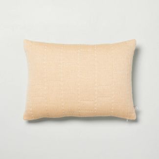 Photo 1 of 14" x 20" Heathered Off-Set Stripe Lumbar Bed Pillow Gold - Hearth & Hand™ with Magnolia

