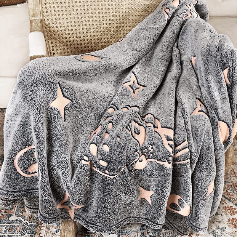 Photo 1 of ABELL Glow in The Dark Alien Blanket, Christmas Thanksgiving Blanket Gifts for Birthday Kids Women Girls Boy Best Friend,Grey
