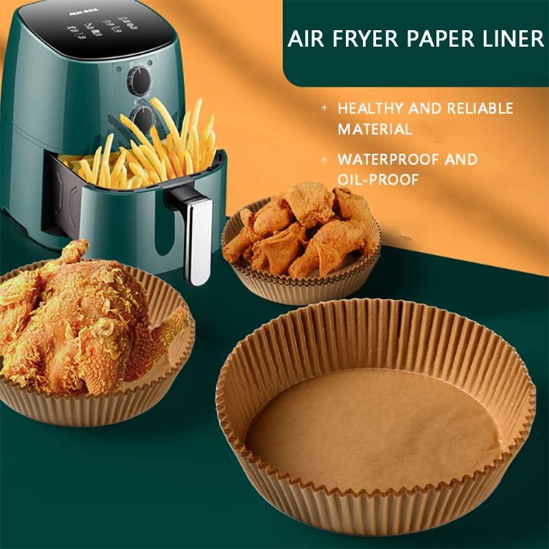 Photo 1 of Air Fryer Disposable Paper Liner,50PCS Air Fryer Parchment Paper for Baking,Oil-proof, Water-proof Baking Paper (50, Brown)
