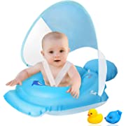 Photo 1 of Baby Pool Float with Canopy, Baby Swimming Float Add Tail No Flip, Infant Pool Float, Inflatable Toddler Pool Float with Toys for Age of 3-36 Month (Large)
