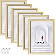 Photo 1 of WUIRCCX 5X7 Picture Frames Simple in Golden(Set of 6)with HD Real Glass,Wall and Tabletop Display,Hanging Hardware Included
