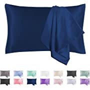 Photo 1 of Adubor Satin Pillowcase 2 Pack Silky Pillow Cases for Hair and Skin,Super Soft and Luxury Pillow Cases Covers with Envelope Closure (Navy, 20''x30'')
