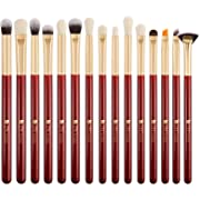 Photo 1 of DUcare Eye Makeup Brushes 15pcs Red Eyeshadow Makeup Brushes Set with Soft Synthetic Hairs & Real Wood Handle for Eyeshadow, Eyebrow, Eyeliner, Blending
