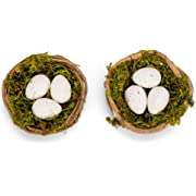 Photo 1 of Bird Nest with Eggs Brown and White 4.5 Inches Vine Home Décor Accent Set of 2
