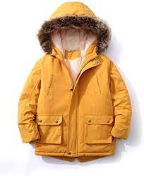 Photo 1 of DILIBA Boy's Winter Warm Padded Puffer Jacket Coat Thicken Hooded Parka Jacket (YELLOW)
