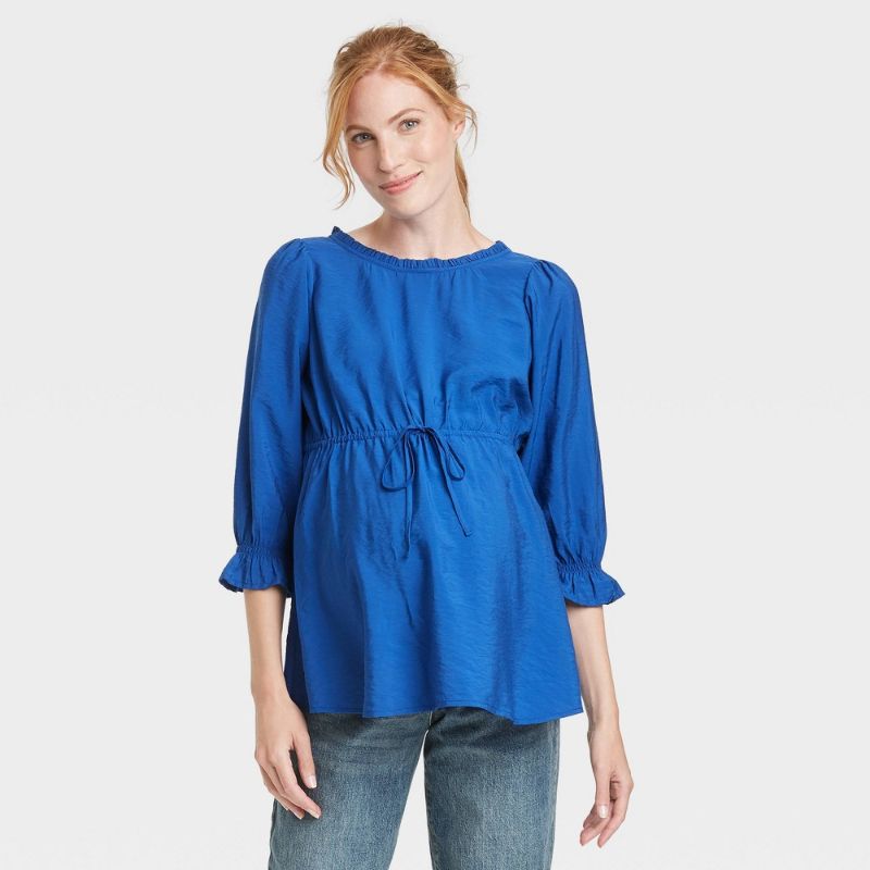 Photo 1 of 3/4 Sleeve Ruffle Bump Woven Maternity Blouse - Isabel Maternity by Ingrid & Isabel™ XS 
