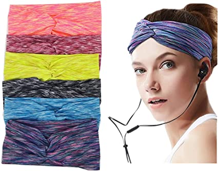 Photo 1 of Yaomul 6 Pieces Yoga Elastic Headband Wicking Athletic Headband Wide Hair Band Sweatband for Running face Washing Working Out Fitness Dancing for Women and Girl .
