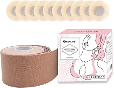 Photo 1 of Breast Lift Tape with 10 Pcs Backless Strapless Nipple Cover Set, Body Tape Invisible Sticky Bra Lift Tape for A-E Cup Large Breast, Breathable Athletic Tape, Skin Friendly, Waterproof, Sweat-Proof…
