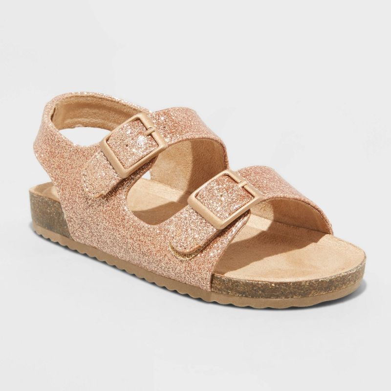 Photo 1 of  Toddler Reagan Glitter Footbed Sandals - Cat & Jack Rose Gold 6