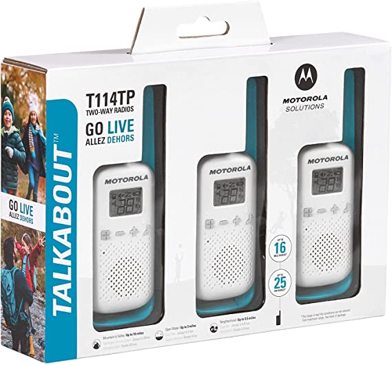 Photo 1 of Motorola Solutions Talkabout T114TP White/Blue 16 Mile 2 Way Radio Three Pack
