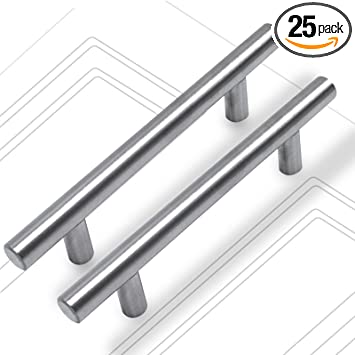 Photo 1 of 25 Pack | 5 Inch Cabinet Handles Kitchen Cabinet Handles Cabinet Pulls Brushed Nickel Cabinet Pulls for Stainless Steel Kitchen, 3 "?76mm) Hole Center
