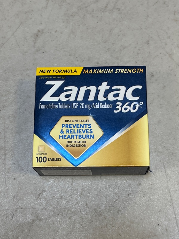 Photo 2 of Zantac 360 Maximum Strength Tablets, 100 Count, Heartburn Prevention and Relief, 20 mg Tablets - EXP: 01/2023
