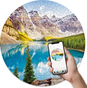 Photo 1 of Wooden Jigsaw Puzzles for Adults - Unique Round Puzzles 3IN1 - Jigsaw Puzzle - AR Game - Wall Décor - Gift for Travel Lover (Easy (11.8'), National Park Banff)

