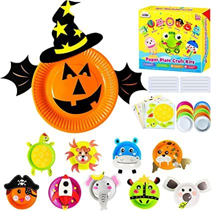 Photo 1 of ZMLM Art-Craft Paper Halloween Pumpkin Toys for Kids: Girls Boys Paper Plate DIY Craft Kit for Age 3-8 Toy Project Toddler Activity Children Preschool Party Favor Birthday Christmas Holiday Craft Gift 2PK