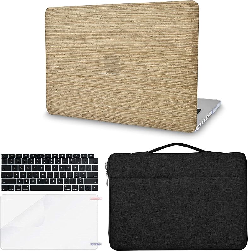 Photo 1 of KECC Compatible with MacBook Air 13 inch Case 2022 2021 2020 A2337 M1 A2179 + Touch ID Italian Leather Hard Shell + Keyboard Cover + Sleeve Bag + Screen Protector (Wood Leather 5)
