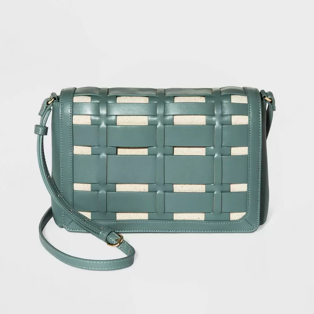 Photo 1 of Basket Weave Woven Crossbody Bag - A New Day Teal Blue
