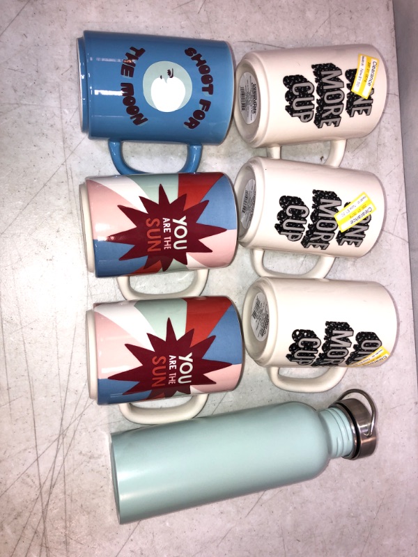 Photo 1 of 6 VARIOUS COFFEE MUGS / CUPS & A TEAL WATER BOTTLE / TUMBLER 