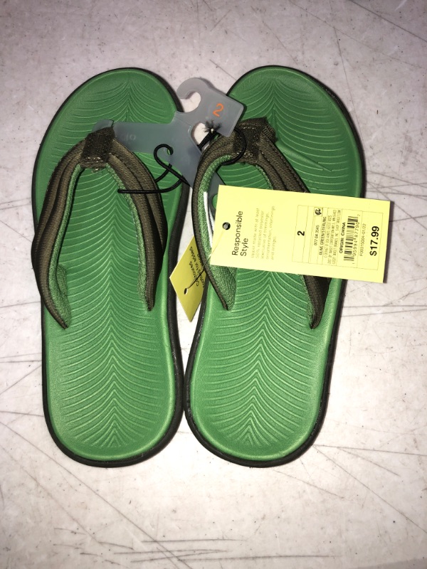 Photo 2 of Boys' Sterling Slip-on Thong Sandals - All in Motion Olive Green SIZE 2