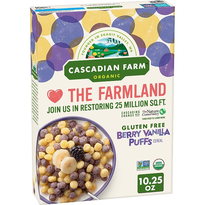 Photo 1 of 2 COUNT Cascadian Farm Organic Berry Vanilla Puffs Cereal, Gluten Free, 10.25 oz 