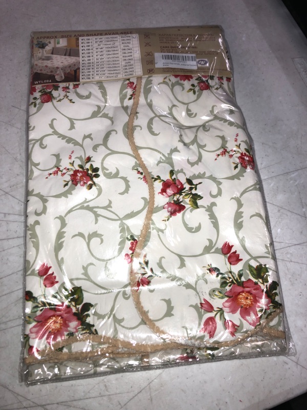 Photo 2 of Artisan Flair AF6060-094 Red Flower Flannel Backed Vinyl Tablecloth Waterproof Square-60