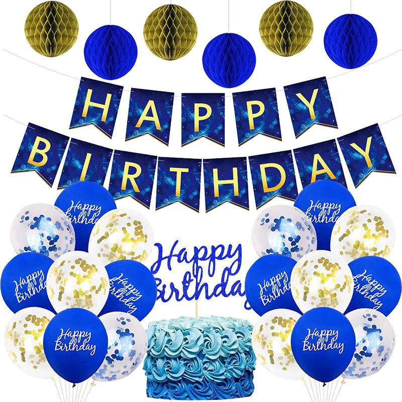 Photo 1 of Blue Birthday Decorations for Men, Happy Birthday Decorations for Men Boys Kids JHZforest Boy Birthday Party Decorations 