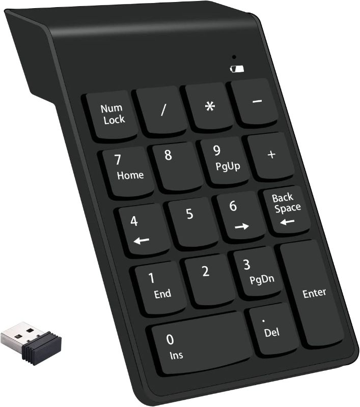 Photo 1 of Wireless Numeric Keypad 18Keys Portable Number Numpad with 2.4G Mini USB Receiver for Laptop Notebook, Desktop, Surface Pro, PC- Black