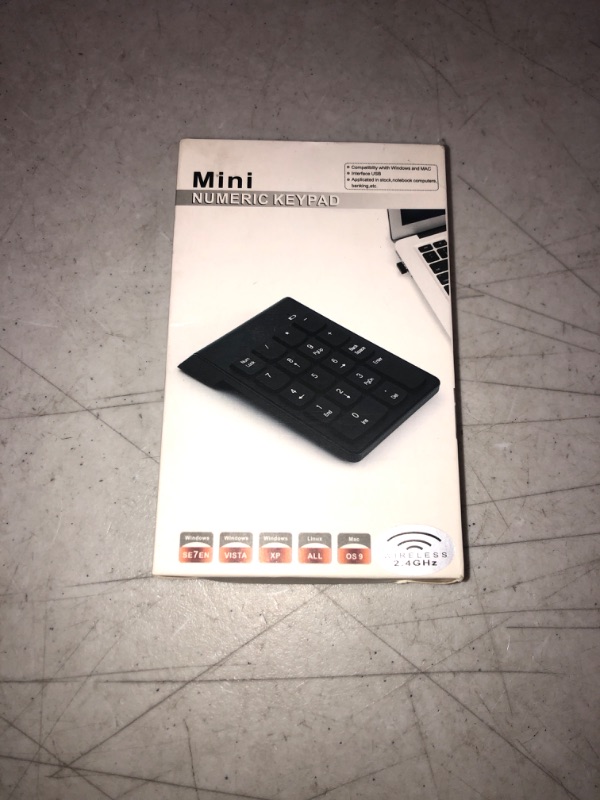 Photo 2 of Wireless Numeric Keypad 18Keys Portable Number Numpad with 2.4G Mini USB Receiver for Laptop Notebook, Desktop, Surface Pro, PC- Black