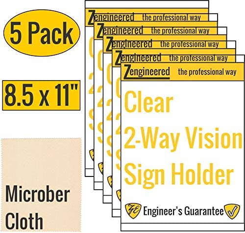 Photo 1 of Clear Wall Mount Sign Frame Superior Than Acrylic Sign Holder | 5 Pack Flyer Holder 8.5 x 11 Inches Portrait | Transparent Adhesive | Professional Sign Holders Perfect for Business, Schools & Store