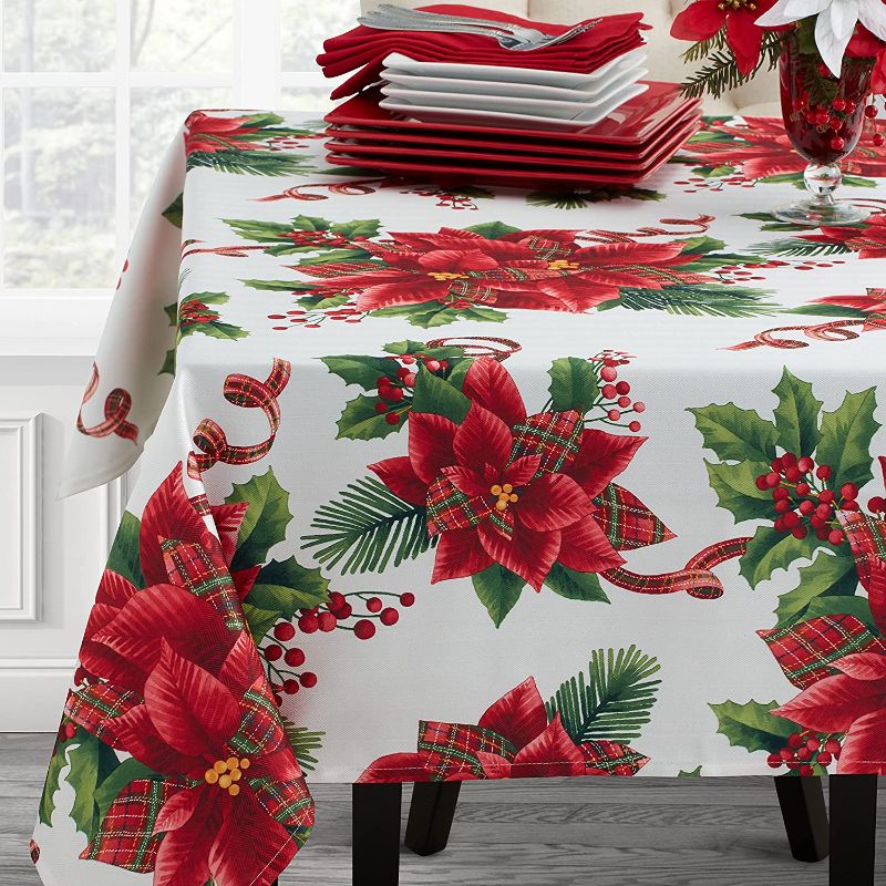 Photo 1 of Benson Mills Botanical Plaid Printed Tablecloth, 60-INCH by 104-INCH CHRISTMAS DECORATION 