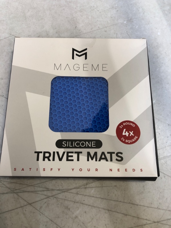 Photo 2 of Blue Silicone Trivet Mats, MAGEME 4-Pack Premium Silicone Trivets for Hot Dishes, Hot Pot and Pans, Pot Holders, Hot Pads, Multipurpose Kitchen Tool, Flexible, Non-Slip and Heat Resistant to 440°F
