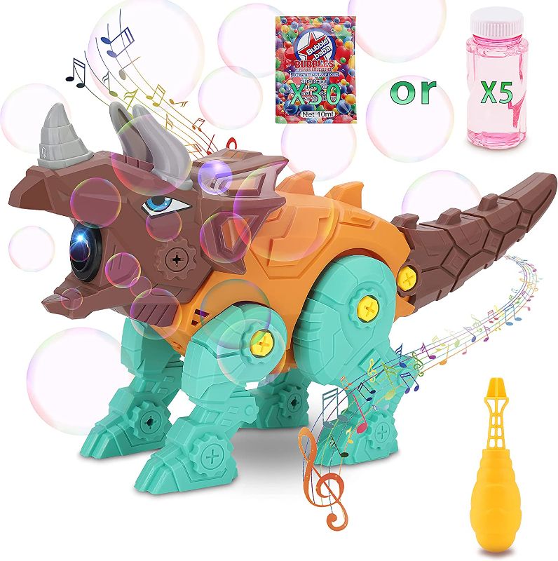 Photo 1 of Bubble Machine for Kids, Automatic Bubble Blower with Light Music 2000+ Bubble Per Minute, Dinosaur Party Bubble Maker for Toddlers Boys