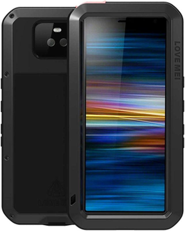 Photo 1 of GFU Tempered Glass Sony Xperia 10 Plus Case, Full Body Outdoor Protective Cover Shell for Sony Xperia 10 Plus Ultra Armor Hybrid TPU Metal Silicone Heavy Duty Shockproof (Black, Xperia 10 Plus)