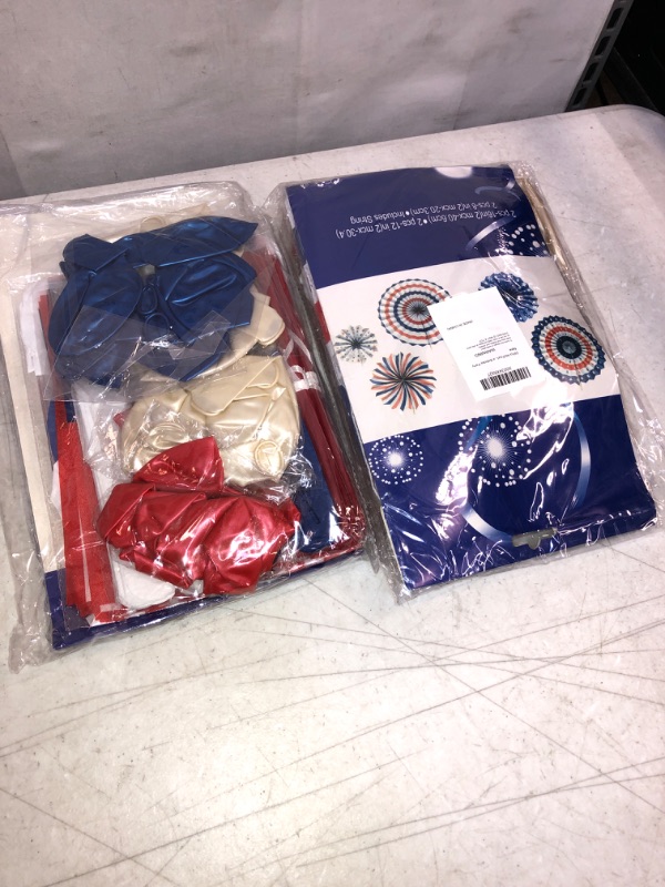 Photo 1 of 2 COUNT 55Pcs Labor Day Decorations Labor Day Party Supplies, Red White and Blue Decorations Balloons American Flag Banner Hanging Paper Fans Swirls for USA Independence Day Memorial Day Home Decor