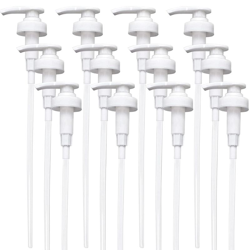 Photo 1 of WYOMER 12 Pack Plastic Pump Dispensers, 38/400 Pump Lid Top Replacement for Sanitizer, Lotion, Shampoo, Conditioner, Fits Conventional 1 Gallon Jugs and Containers