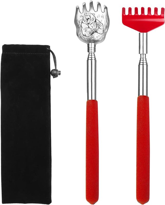 Photo 1 of ?Upgrade?2 Pack Portable Extendable Back Scratcher - Backscratchers for Men Women - Metal Stainless Steel Telescoping Massage Tool with Carrying Bag (Black)
