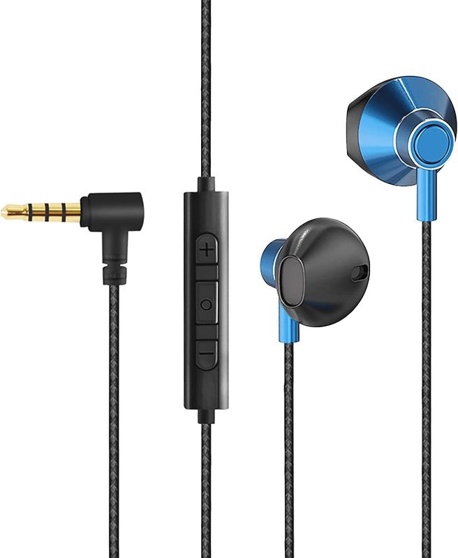Photo 1 of OKCSC P120 Headphones Semi-in-Ear Headphones Wired Headset Operable Smart Phone High Durability Sound with Microphone Blue