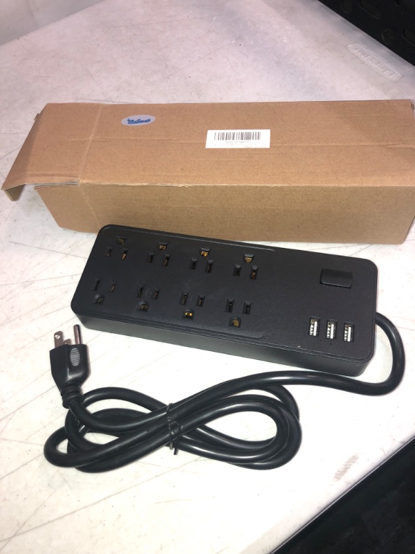 Photo 2 of Power Strip with USB, Beesmall 6 Outlets 3 USB Ports 6 ft Heavy Duty Surge Extension Cord, Wall Mountable The Desk Table, Workbench, Nightstand, Dresser, Home, Office, Hotel (Black)